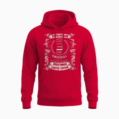 3 Hochzeitstag Bester Ehemann Seit 3 Jahren Lederne Hochzeit Unisex Hoodie - Red