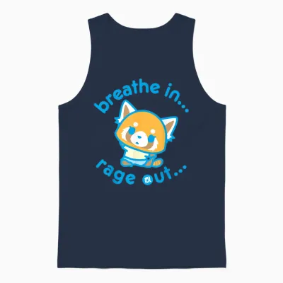 Aggretsuko Yoga Breathe in Rage Out Unisex Tank Top - Navy
