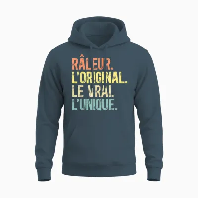 Humor Râleur the Original the True the Unique Man Vintage T-Shirt, Black, S Unisex Hoodie - Dark Heather