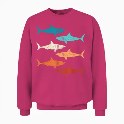 Retro Haifisch Hai Unterwasserlebewesen Ozean Damen Herren Unisex Sweatshirt - Heliconia