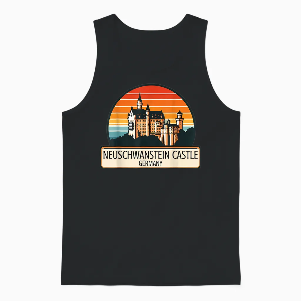 Neuschwanstein Castle Bavière Allemagne Souvenir Souvenir Unisex Tank Top in Black