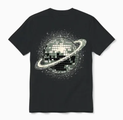 Cool Disco Ball Planet Dance Club Retro Party Unisex T-Shirt - Black