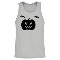 Halloween Pumpkin Smile with Two Bats Unisex Tank Top - Ash – 2