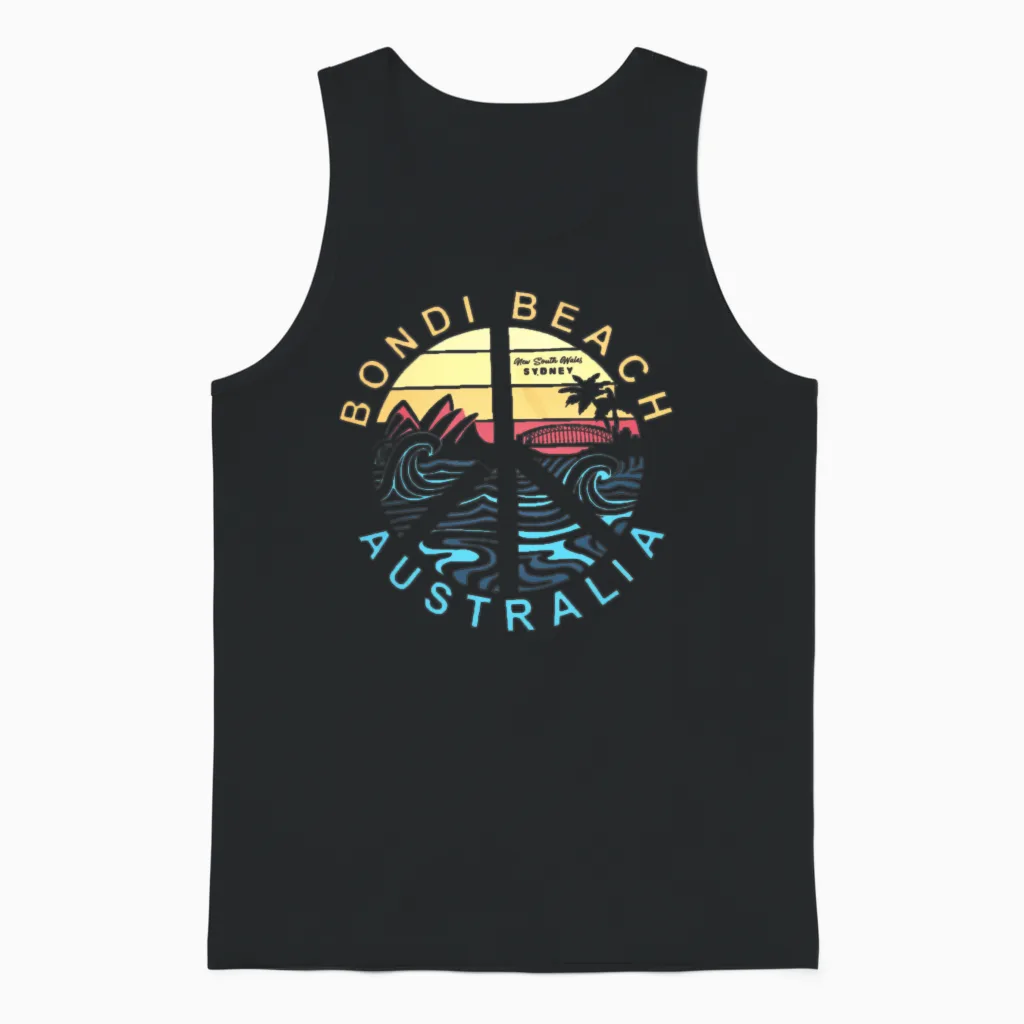 Bondi Beach Australia Summer & Unisex Tank Top in Black
