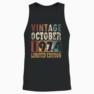 Born 1974 October Vintage Gift Unisex Tank Top - Black