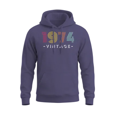 Retro 1974 Striped Vintage Unisex Hoodie - Heather Sport Dark Navy