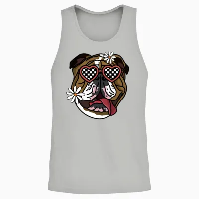 Bulldog Retro Dog Unisex Tank Top - Ash