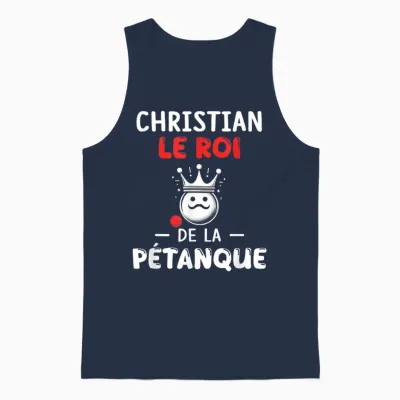 Personalised Gift Man Name Christian Petanque Humour T-Shirt, Black, S Unisex Tank Top - Navy