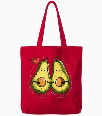 Funny Avocado Couple Costume for Boys and Girls T-Shirt, Black Tote Bags - Red