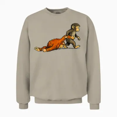 Cute Monkey Punch (2 Side) Unisex Sweatshirt - Sand