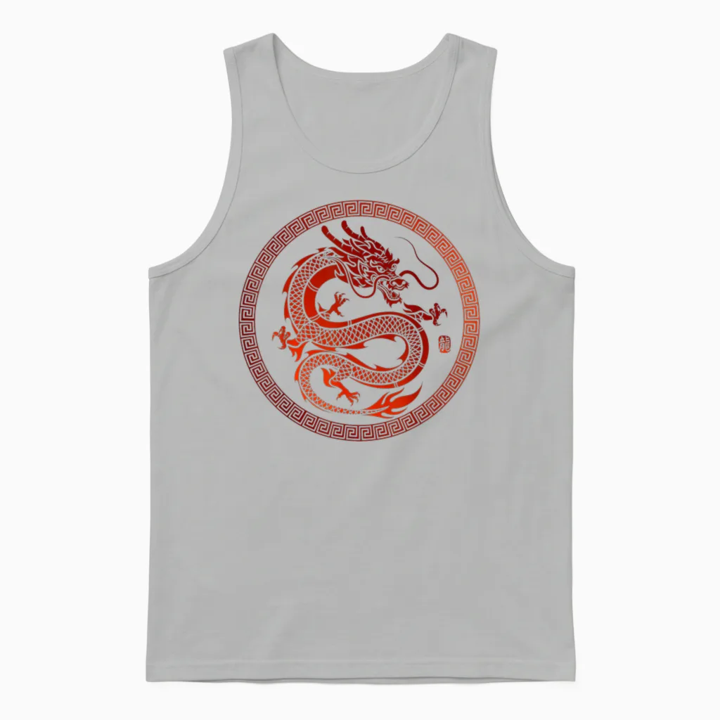 Chinesischer Drache Unisex Tank Top in Ash