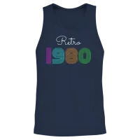 Retro 1980s Unisex Tank Top - Navy – 2
