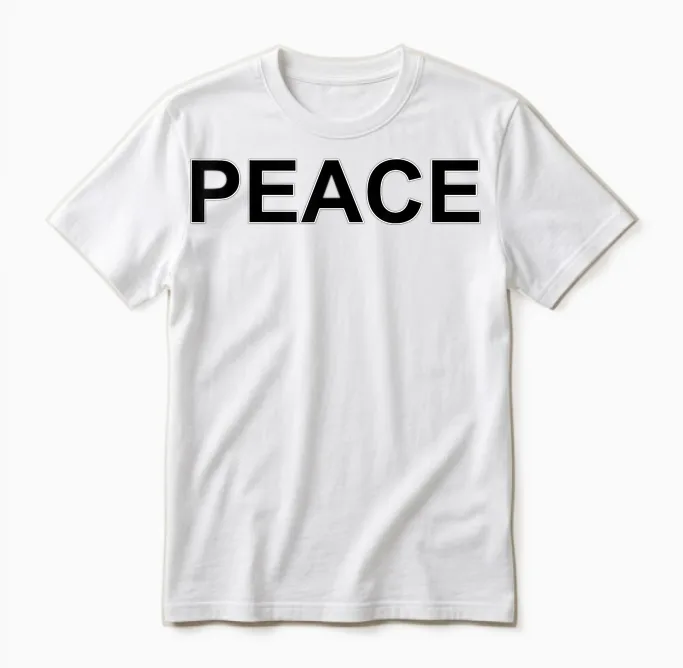 Peace Large Police in Black with White Edge Unisex T-Shirt in White