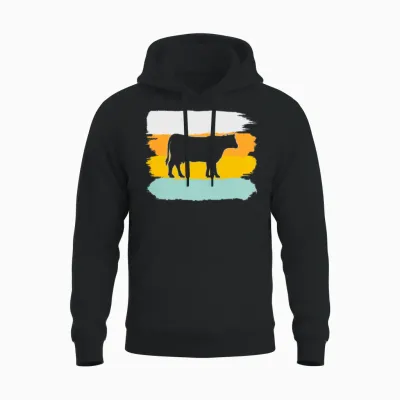 Cow Retro Unisex Hoodie - Black