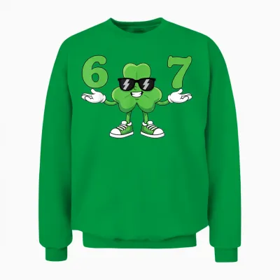 Funny Six Seven Saint St Patricks Day 67 Meme Boys Kids 6 7 Unisex Sweatshirt - Irish Green