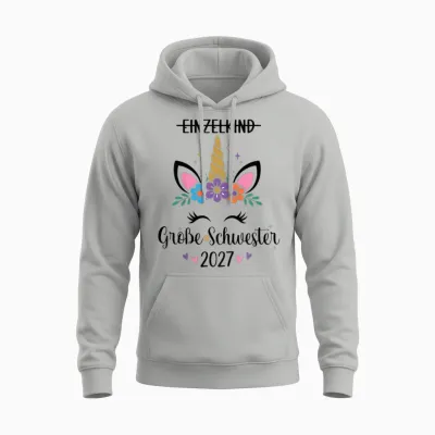 Kinder Big Sister 2027 Einzelkind Große Schwester 2027 Unisex Hoodie - Ash