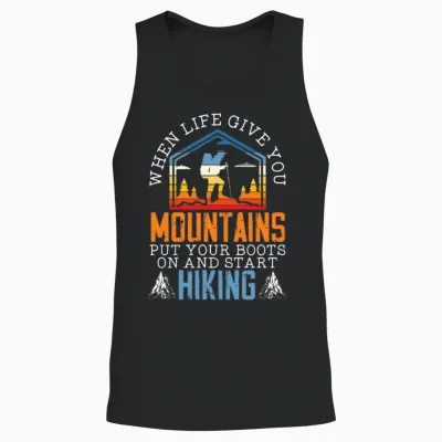 Hike Mountains Climbing Hiker Trek I Love Hiking Unisex Tank Top - Black