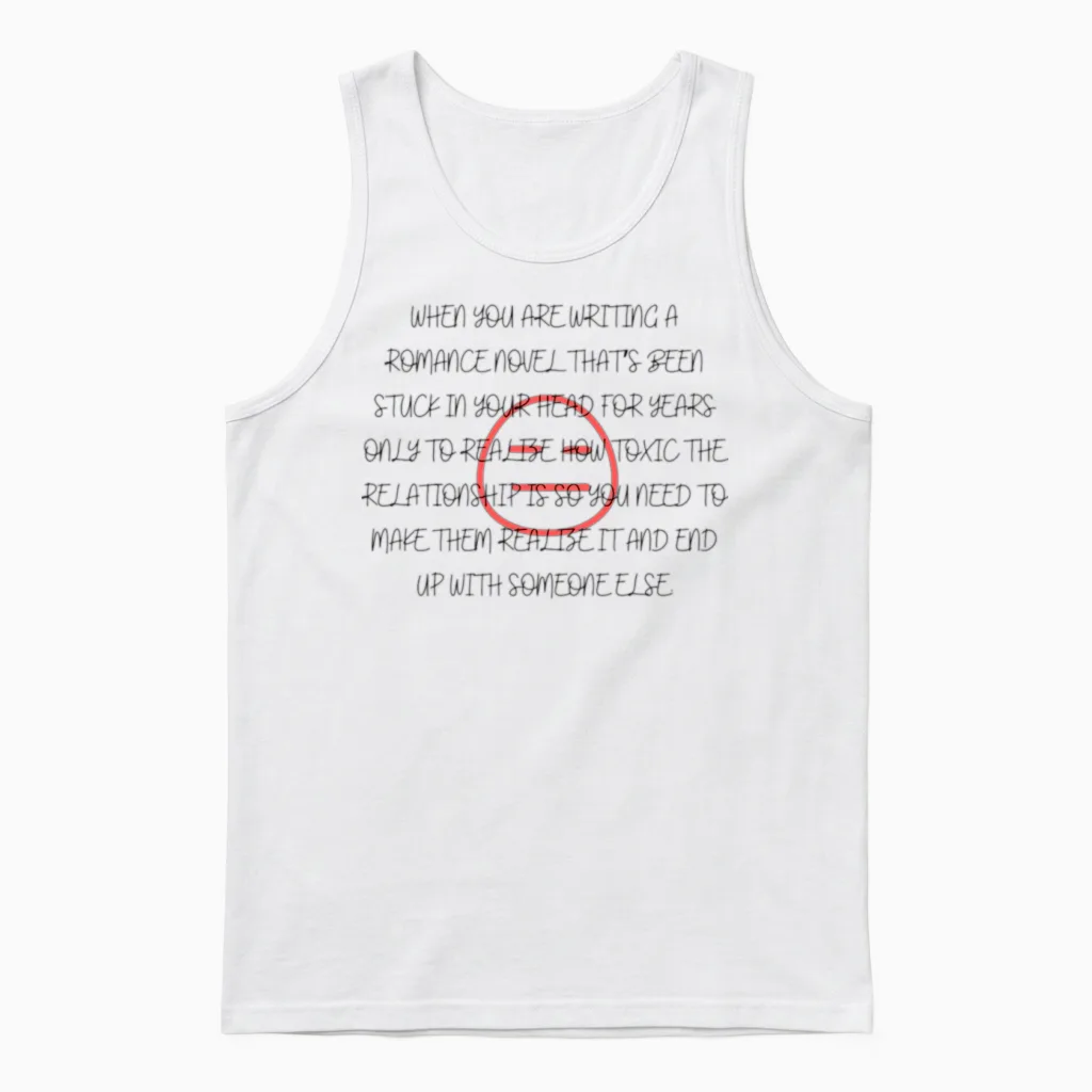 Romance Novel Woes Unisex Tank Top in White