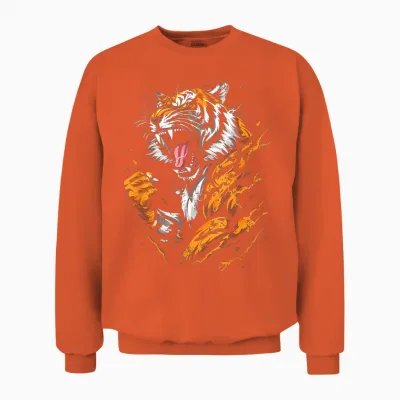 Tigre Musculaire Musculaire Musculation Rugissement Unisex Sweatshirt - Orange