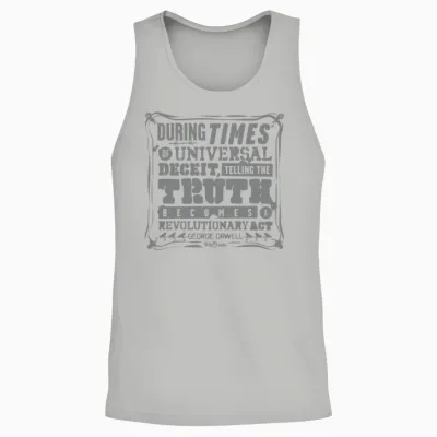 Orwell Quote Revolutionary Act Unisex Tank Top - Ash