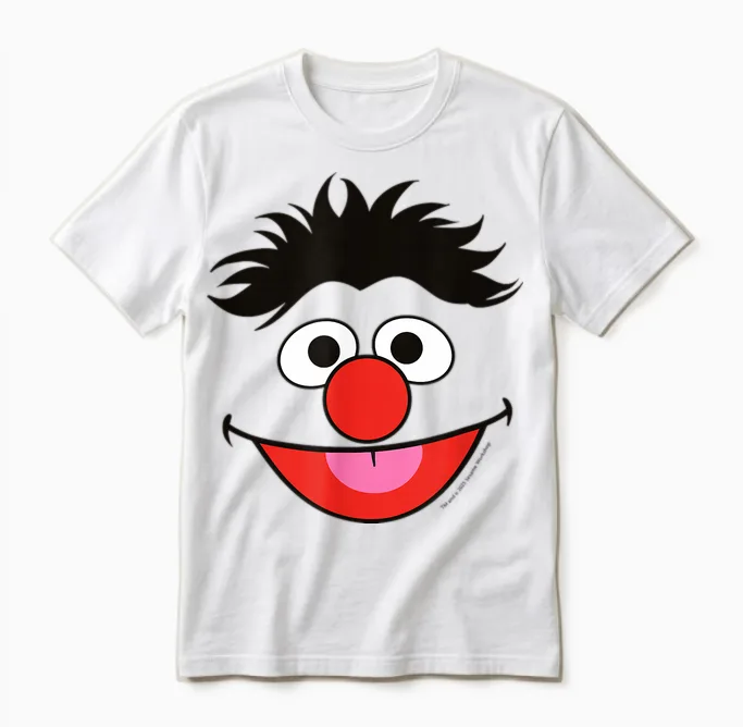 Sesame Street Ernie Character Face Unisex T-Shirt in White