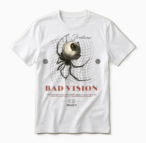 Bad Vision Modern Streetwear Unisex T-Shirt in White