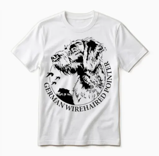 German Wirehaired Pointer Portrait Dog Mom Hound Unisex T-Shirt in White