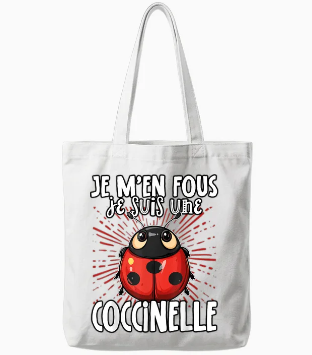 Je M'en Fous Je Suis Une Ladybug Cute Ladybug T-Shirt, Black, S Tote Bags in White