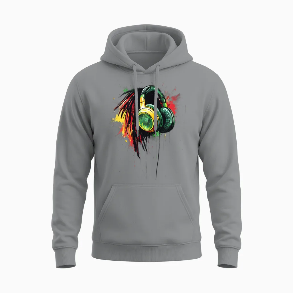 Reggae Music Jamaica Rasta Roots Jamaica Long Sleeve Helmet Unisex Hoodie in Sport Grey