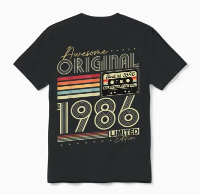 Original 1986 Vintage 40th Birthday Gift Man Woman Unisex T-Shirt - Black