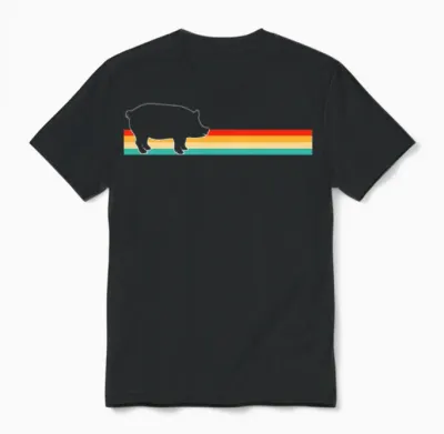 Pig Retro Unisex T-Shirt - Black