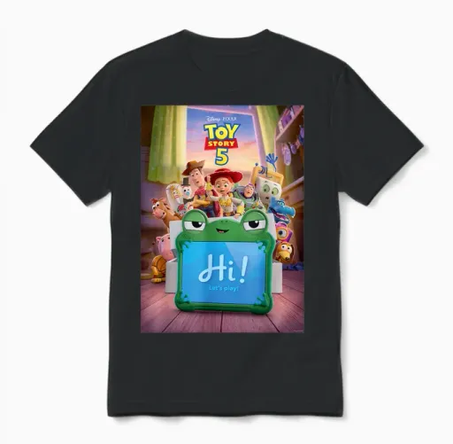 Disney and Pixar's Toy Story 5 Lilypad Hi Let's Play Unisex T-Shirt in Black