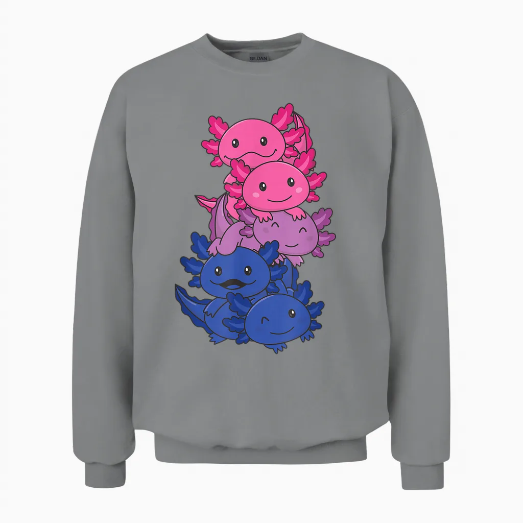 Bisexuell Flagge Pride Monat Lgbtq Bi Axolotl Unisex Sweatshirt in Sport Grey