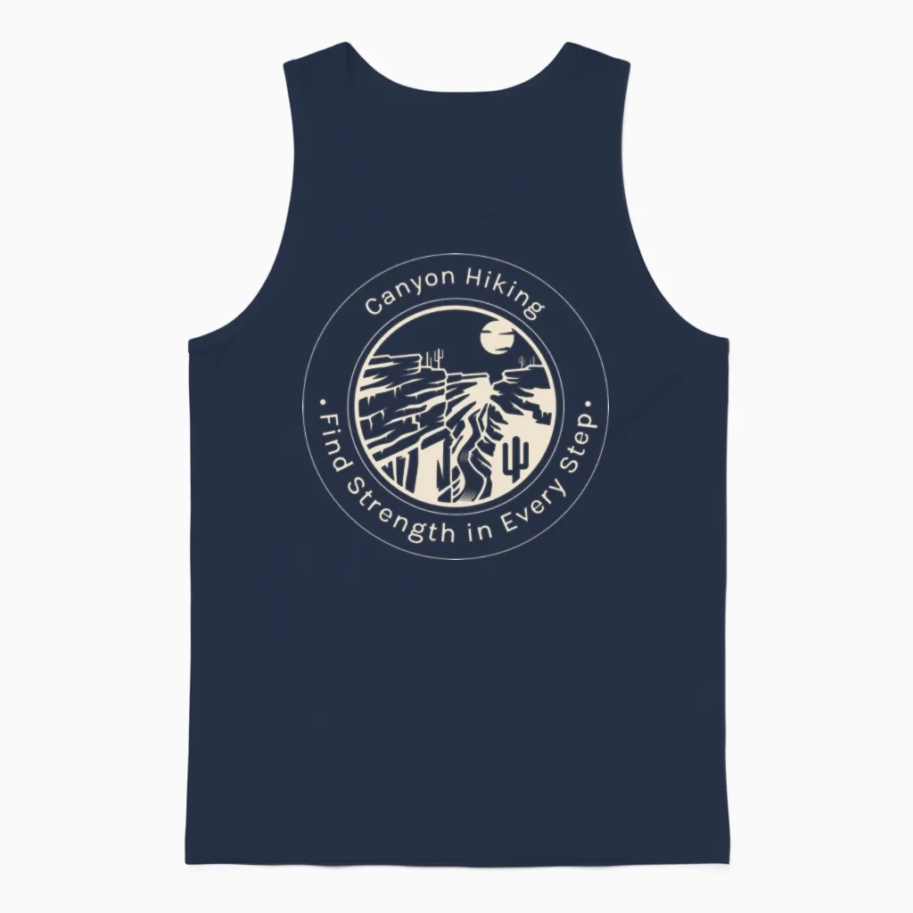 Canyon Hiking for Black Background Unisex Tank Top in Navy