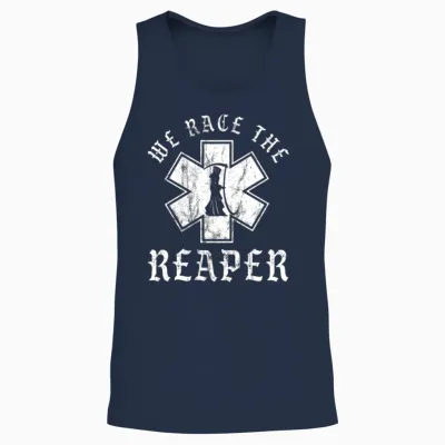 Emt, Ems and Paramedic We Race the Reaper Unisex Tank Top - Navy