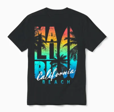 Malibu Beach California T-Shirt, Black, S Unisex T-Shirt - Black