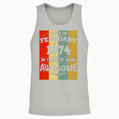February 1974 Vintage Birthday Present Unisex Tank Top - Ash