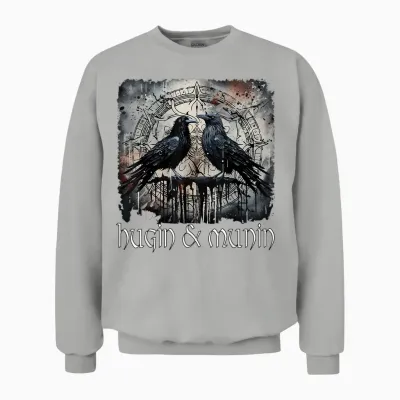 Hugin & Munin Die Raben Odins Wikinger Nordische Mythologie Unisex Sweatshirt - Ash
