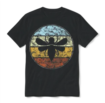 Bee Retro Unisex T-Shirt - Black