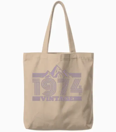 Vintage 1974 Birthday Mountains Hiking Climbing Tote Bags - Natural