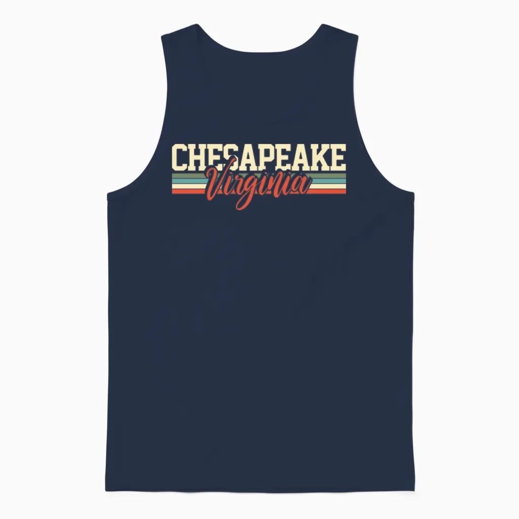 Chesapeake Virginia Retro Unisex Tank Top in Navy
