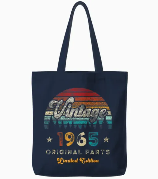 Vintage 1965 Birthday 60 Years Old Limited Edition Tote Bags - Navy