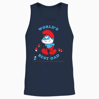 Smurfs Design World's Best Dad Unisex Tank Top - Navy