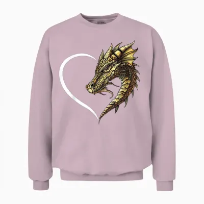 Drachen-T-Shirts Für Damen, Mädchen, Kinder, Drachen-T-Shirt, Herz Unisex Sweatshirt - Light Pink