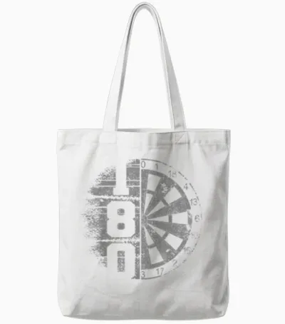 Dart 180 Dartboard Retro Dart T-Shirt, Black Tote Bags - White