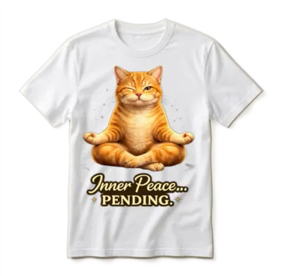 Zen Cat Inner Peace Pending Unisex T-Shirt - White