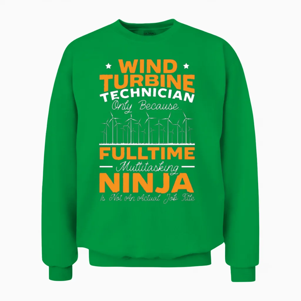 Wind Renewable Energy Windtech Windmill Enthusiast Unisex Sweatshirt in Irish Green