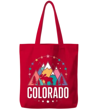 Colorado Mountain Sunset Tote Bags - Red