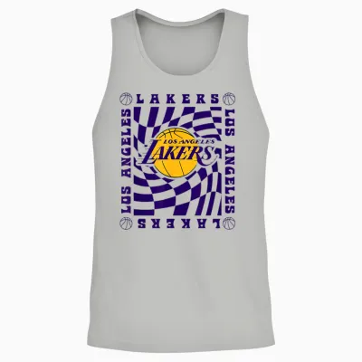Nba Los Angeles Lakers Retro Checkerboard Wave Unisex Tank Top - Ash