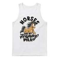 Horses Are My Happy Pill - Horse Unisex Tank Top - White – 1